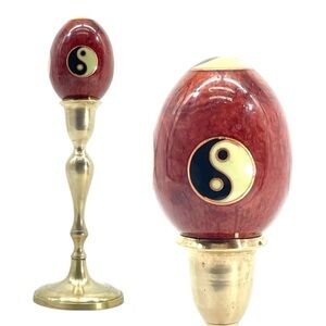 Vintage Dacige Chinese Musical Egg Yin Yang Solid Brass Display Lucky Boho Decor